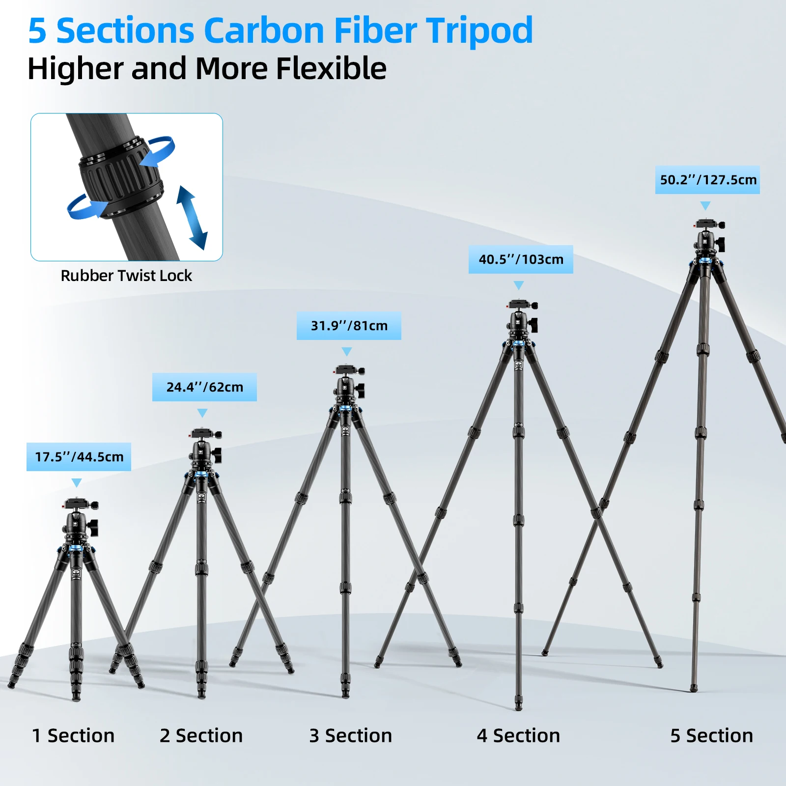 SIRUI AM-225 Carbon Fiber Travel Tripod with B-00K Ball Head – photo 4