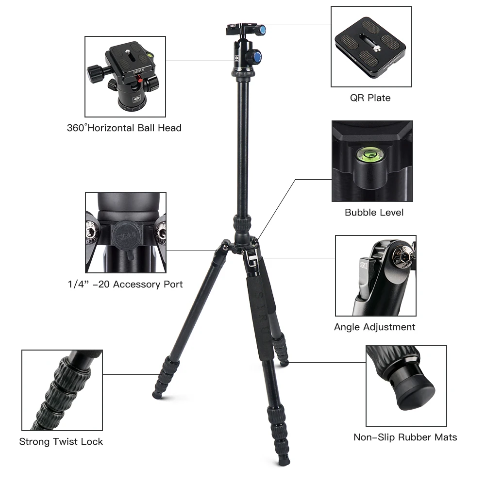 SIRUI Traveler 7A Aluminum Travel Tripod with Monopod, 65" – photo 2