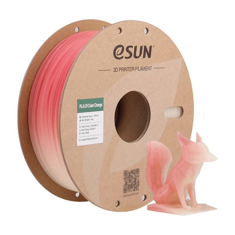 eSUN Photochromic PLA Filament 1.75mm, UV Color Change, 1 kg, UV CHANGE RED
