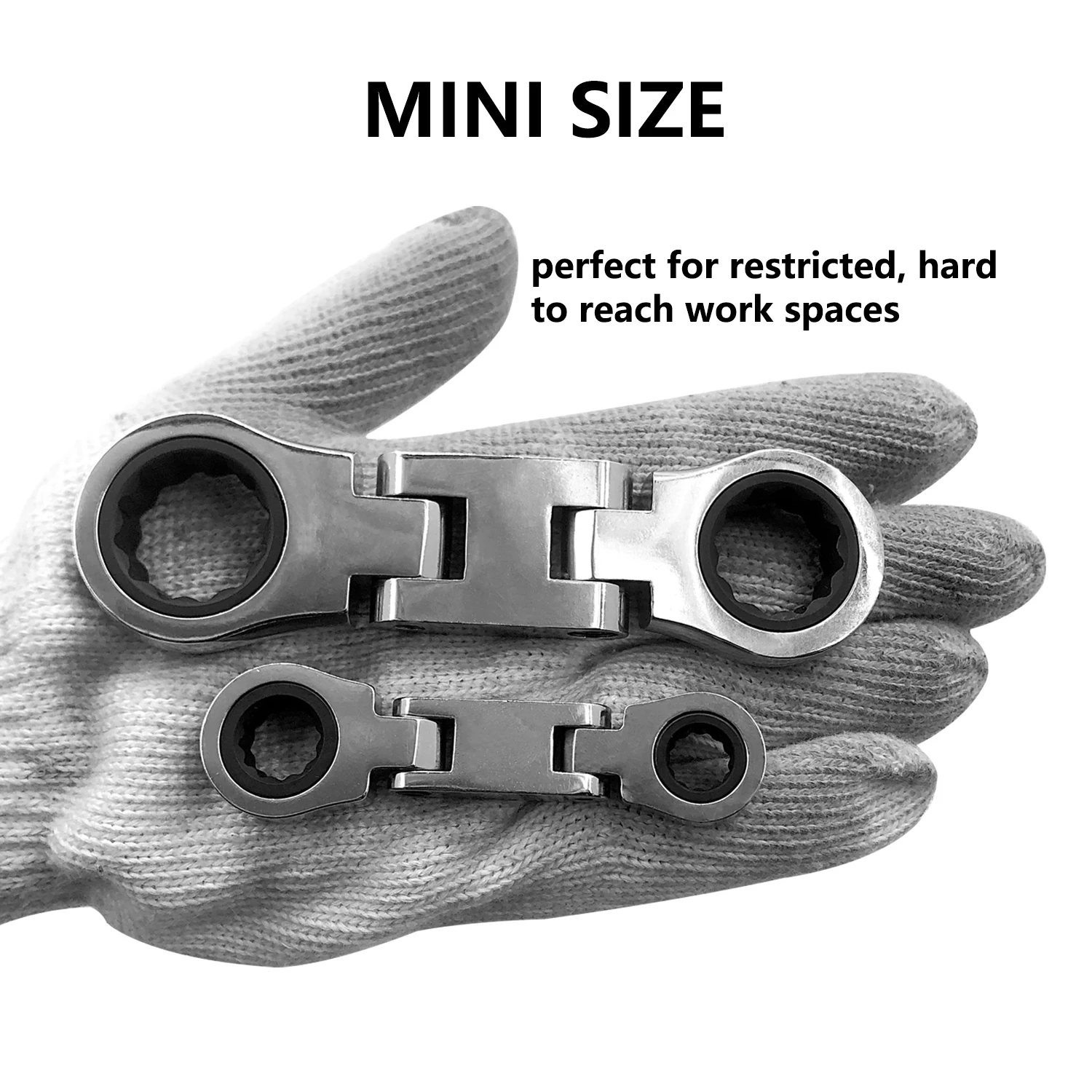 GOSWIFT 5-Piece Flex-Head Stubby Ratcheting Wrench Set, Metric – photo 6