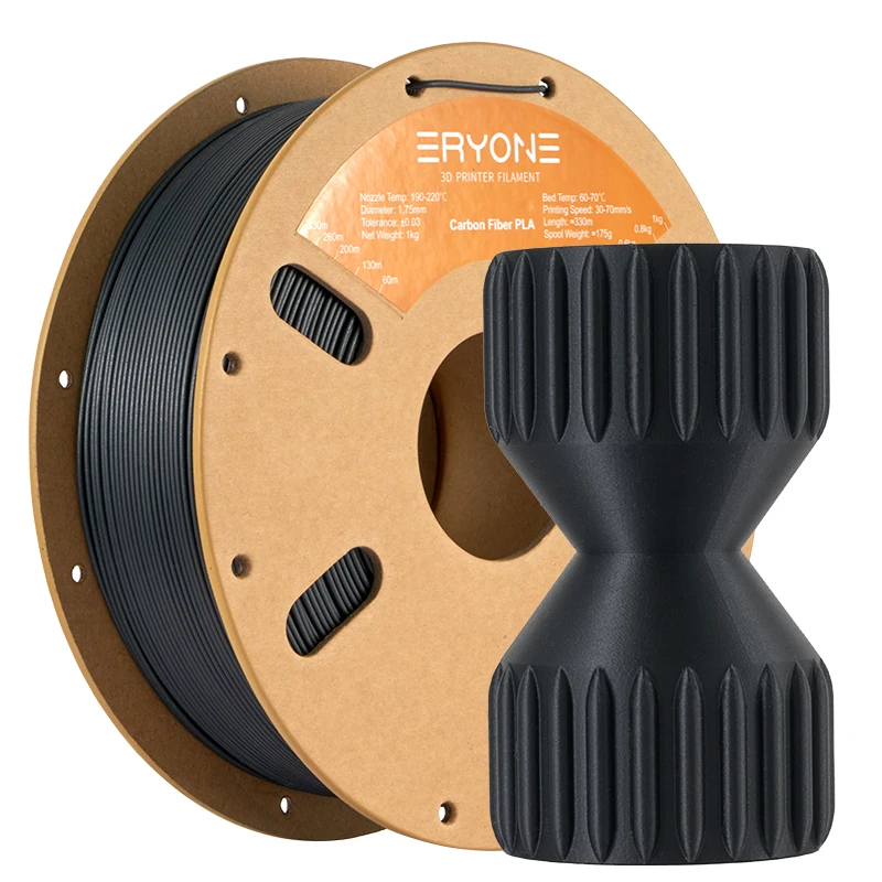 ERYONE PLA Carbon Fiber Filament 1.75mm, Black, 1 kg, Black 1KG