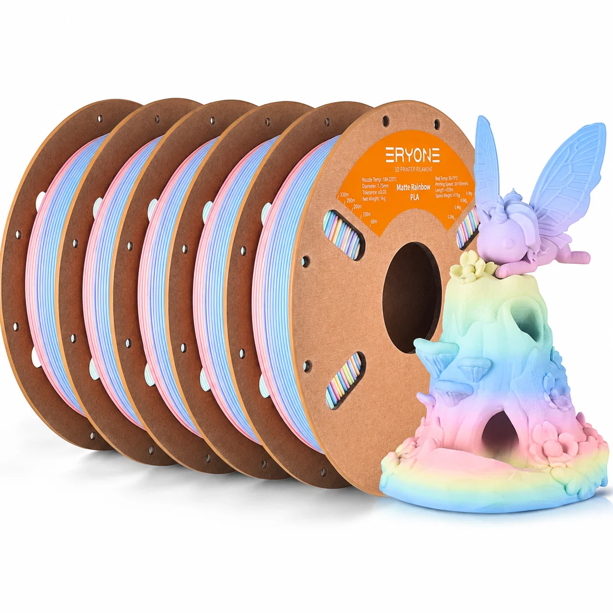 ERYONE Matte Rainbow PLA Filament 1.75mm, 5 kg, Macaron 5KG
