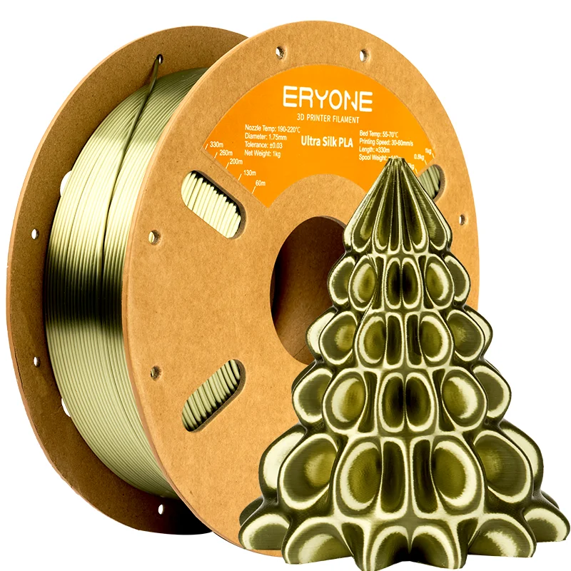 ERYONE Ultra-Silk PLA Filament 1.75mm, 1 kg Spool, Bronze-1kg