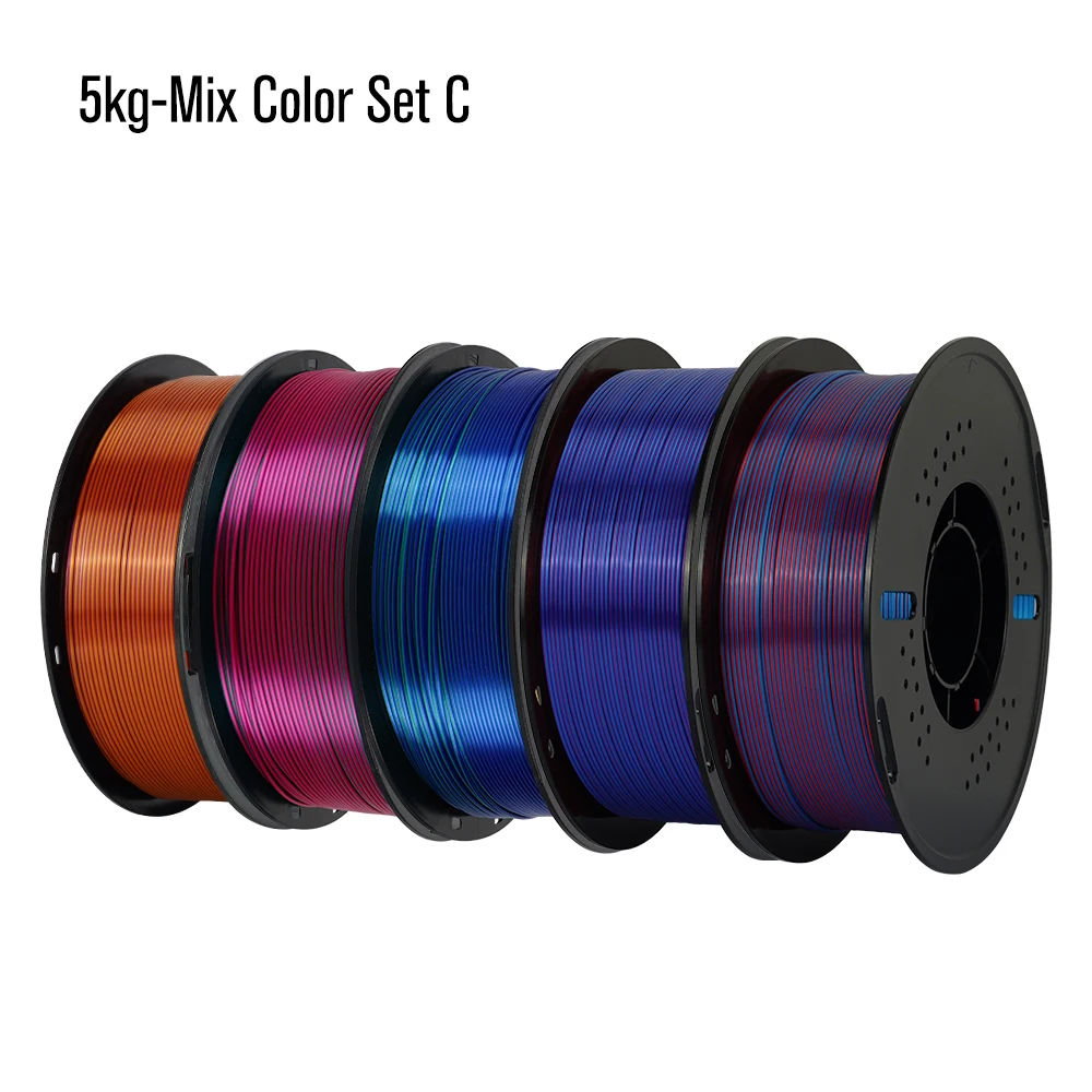 KINGROON Dual Color Silk PLA Filament 1.75mm, 5 kg, 5kg Mix Color Set C