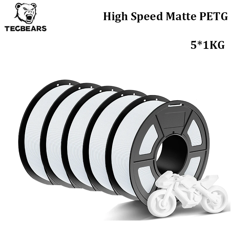 TECBEARS High Speed Matte PETG Filament 1.75mm, 5-Spool Set, HSMPETG 5WT
