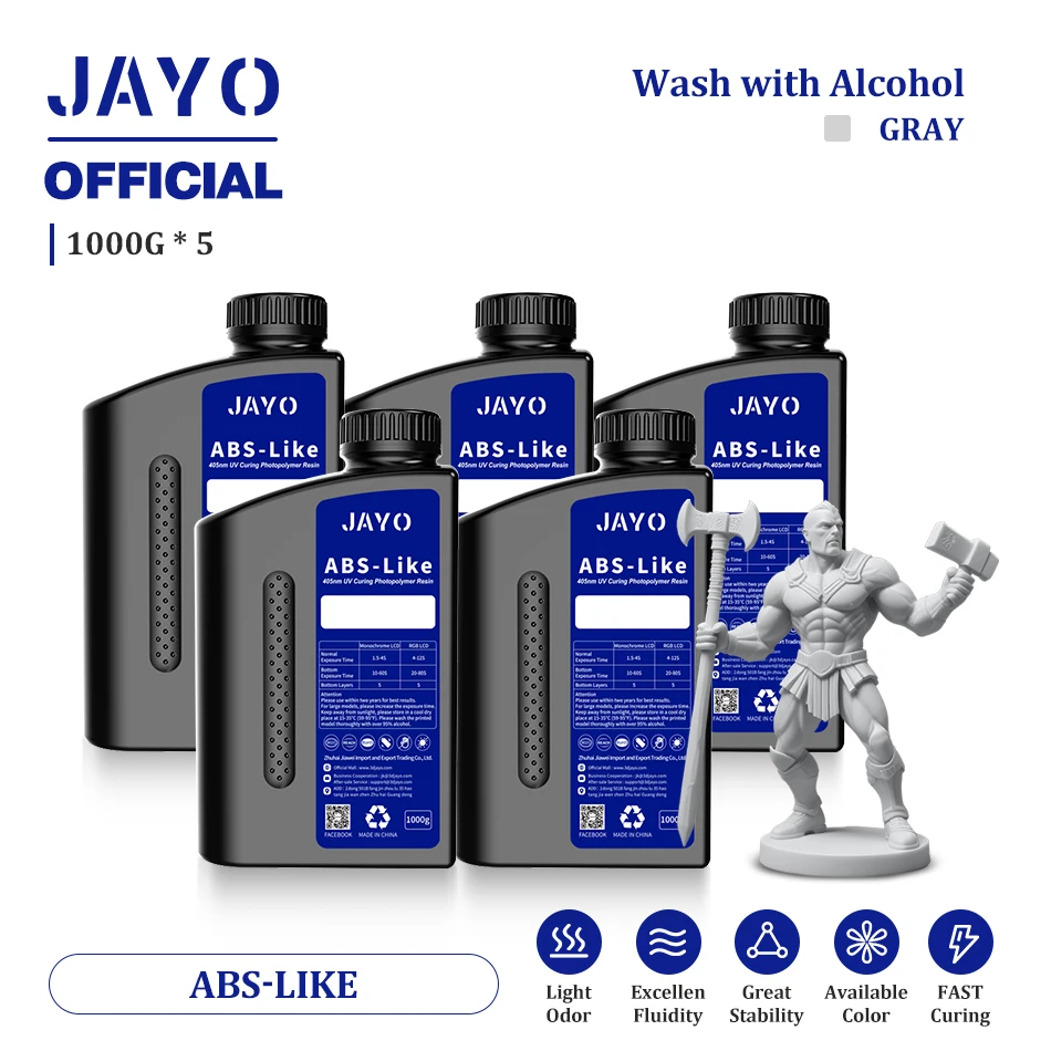 JAYO Standard & ABS-Like UV Resin 405nm, 5 kg, ABS-LIKE Grey-5KG