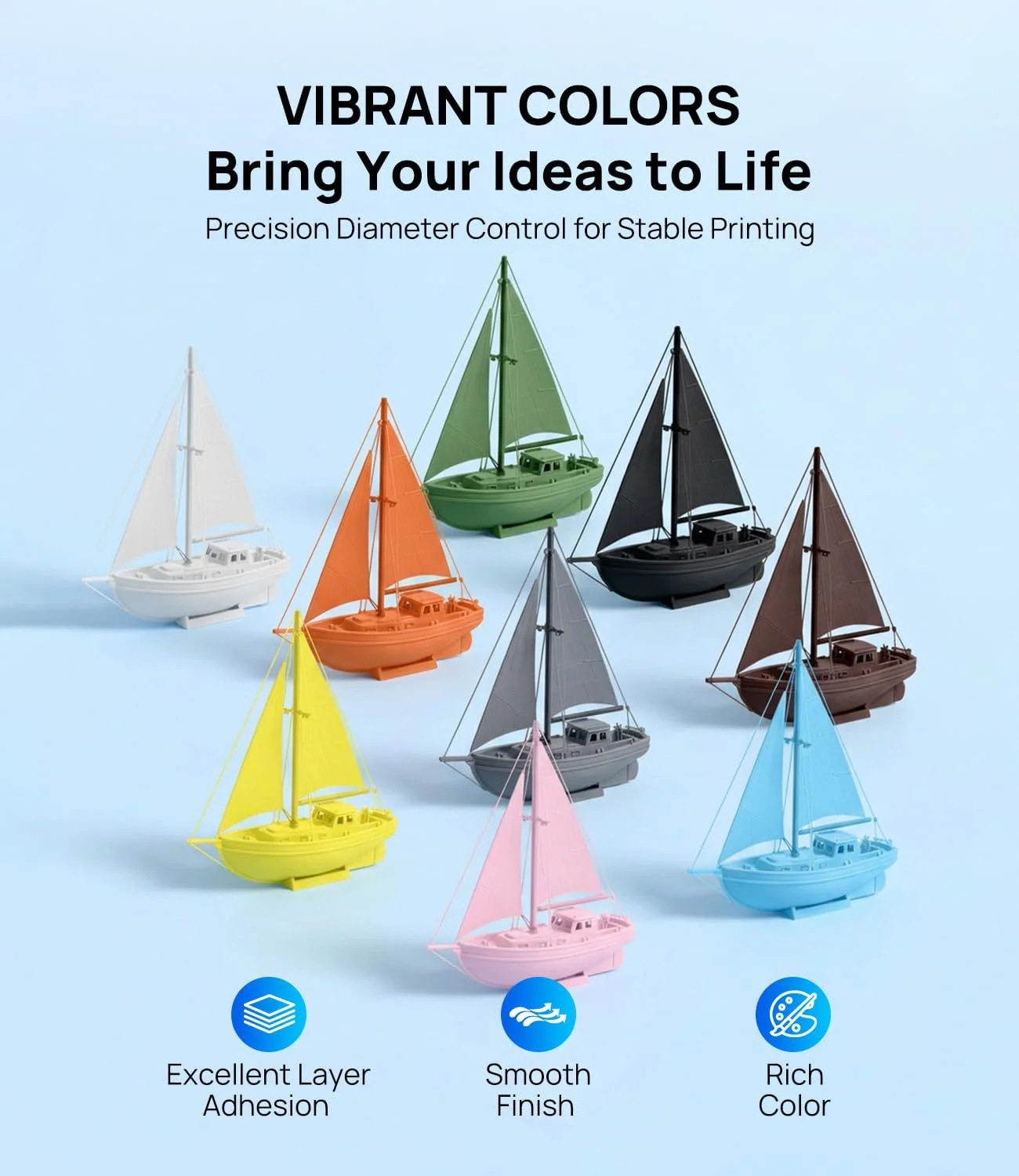 JAYO PLA Filament 1.75mm, 3 × 1.1 kg Single-Color Packs – photo 3
