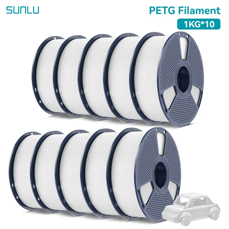 SUNLU PETG Filament 1.75mm, 10 Spools, PETG-White 10 rolls