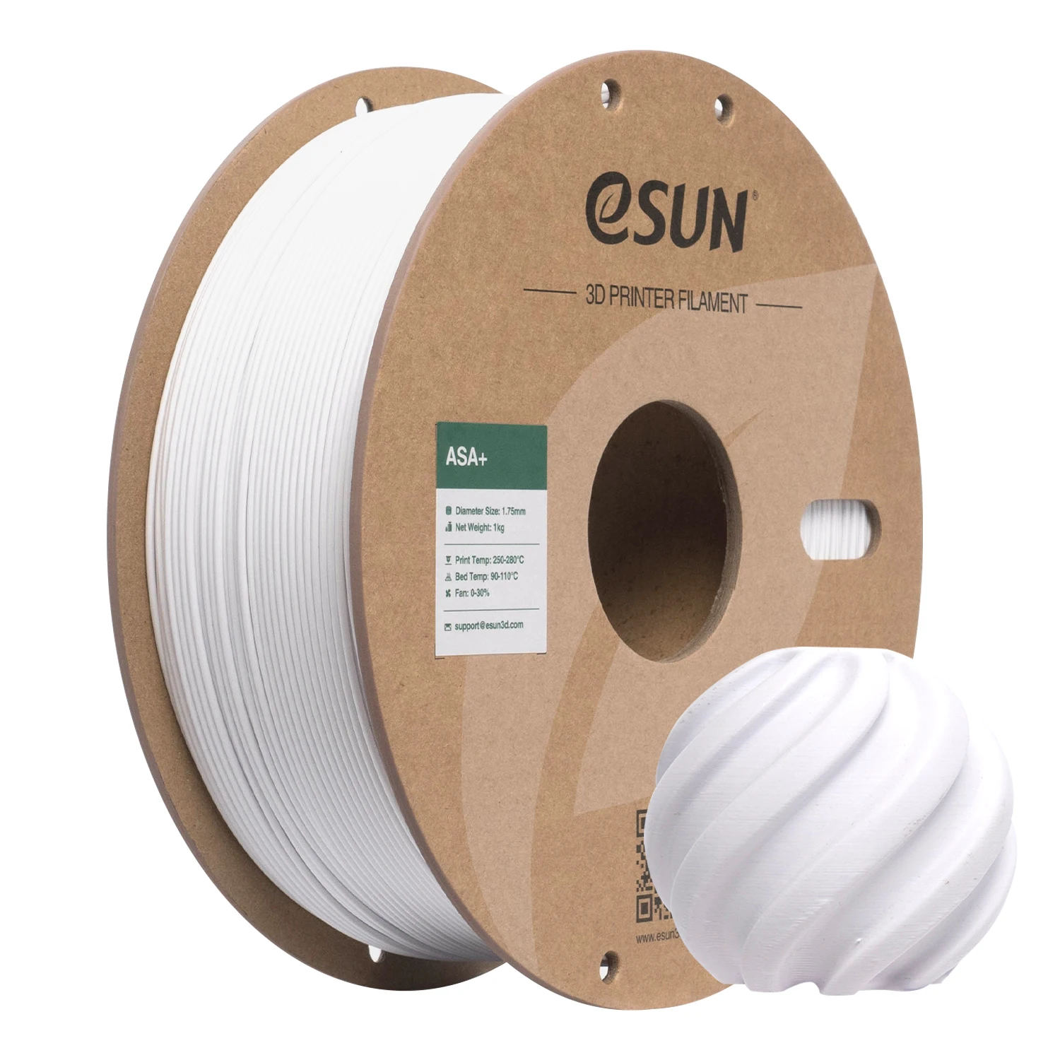 eSUN ASA+ Filament 1.75mm, 1 kg Spool, UV & Weather Resistant, COLD WHITE