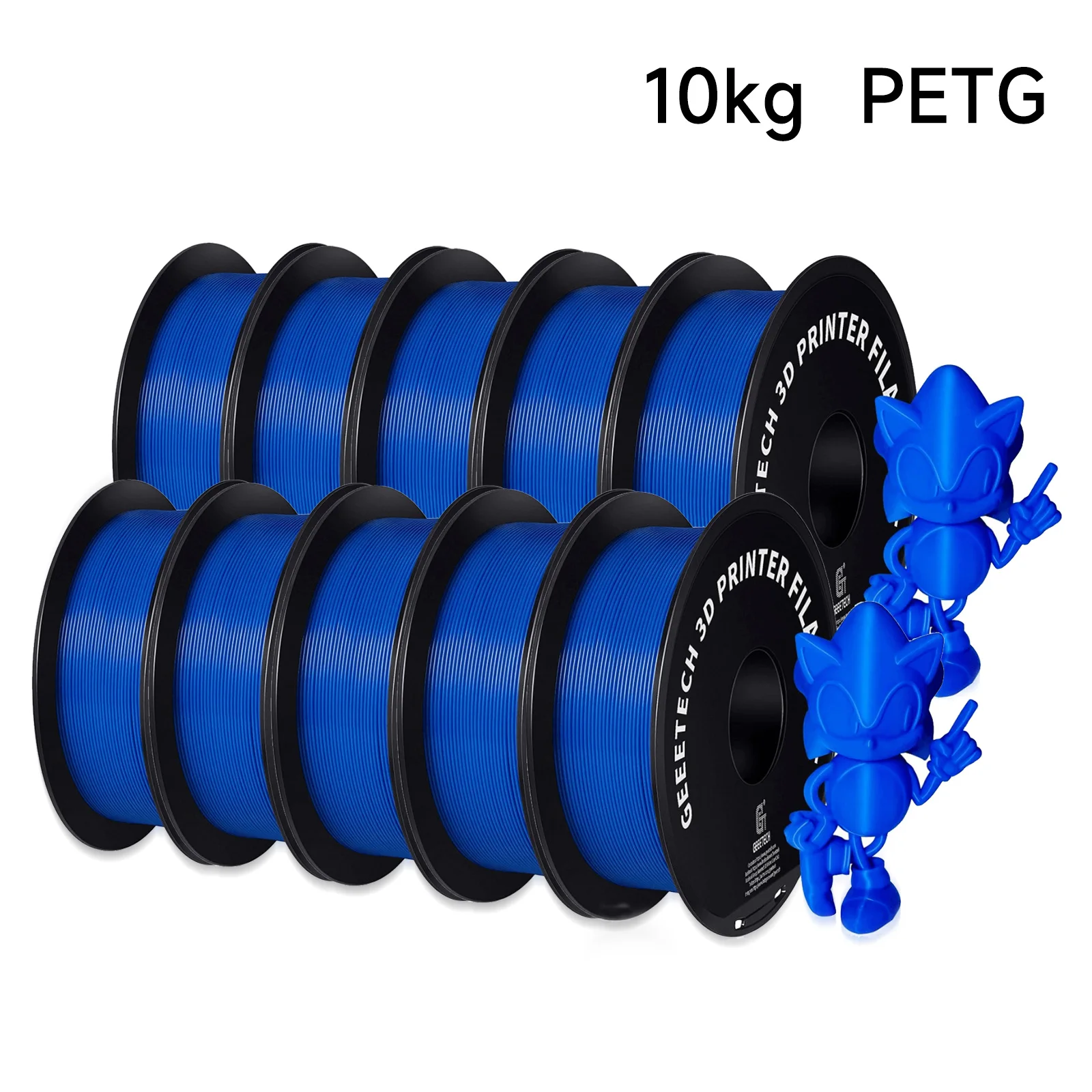 GEEETECH PETG Filament 1.75mm, 10 kg (10 × 1 kg), Blue