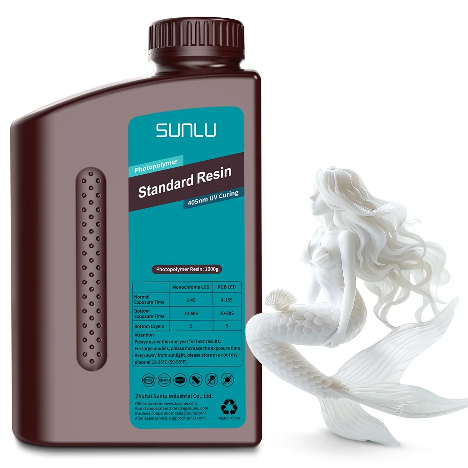SUNLU Standard or ABS-Like UV Resin 405nm, 1 kg, Standard White