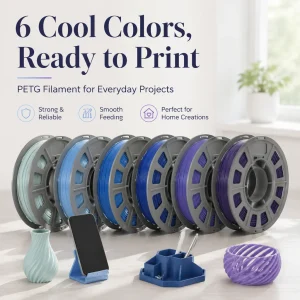 FUN TOO PETG Filament 1.75mm, Blue & Purple Shades, 6 × 300 g