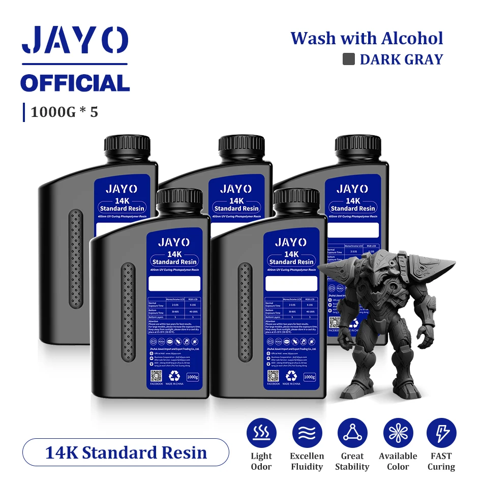 JAYO Standard & ABS-Like UV Resin 405nm, 5 kg, 14K ST Dark Grey 5KG