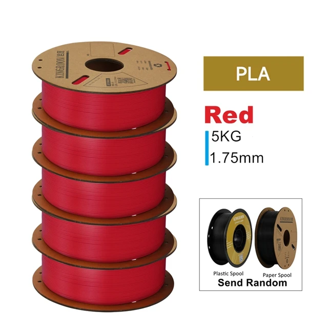 KINGROON PLA, PETG & ABS Filament 1.75mm, 5 kg Single-Color Packs, PLA Red 5KG