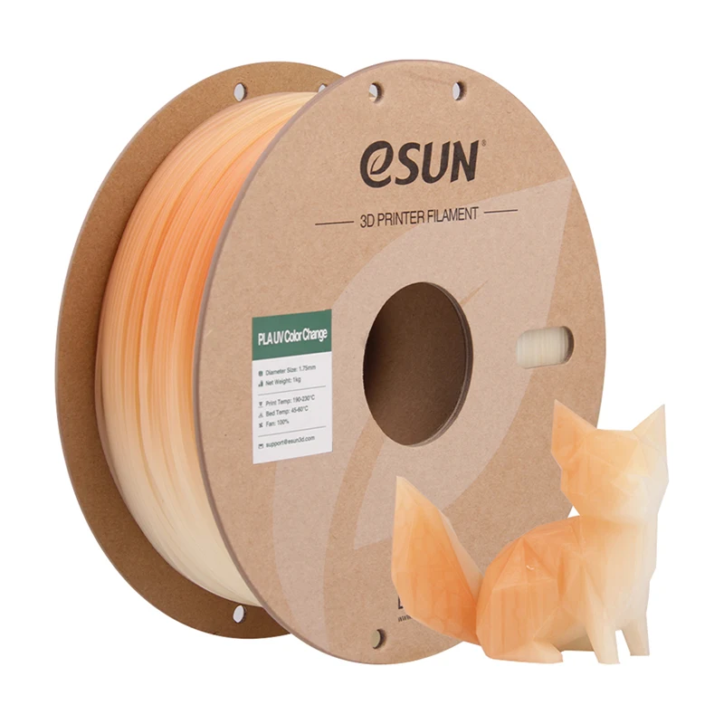 eSUN Photochromic PLA Filament 1.75mm, UV Color Change, 1 kg, UV CHANGE ORANGE