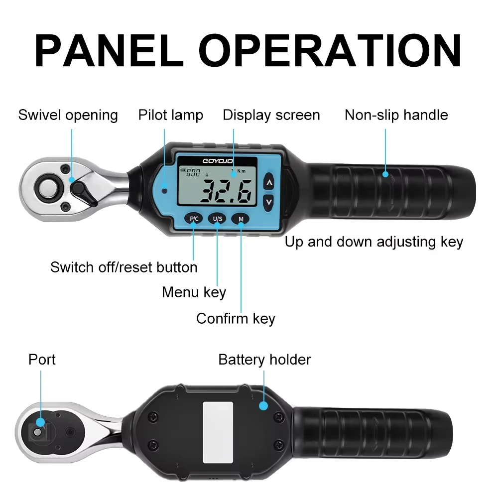 GOYOJO Digital Torque Wrench, 1/4", 3/8" or 1/2" Drive, ±2% – photo 4