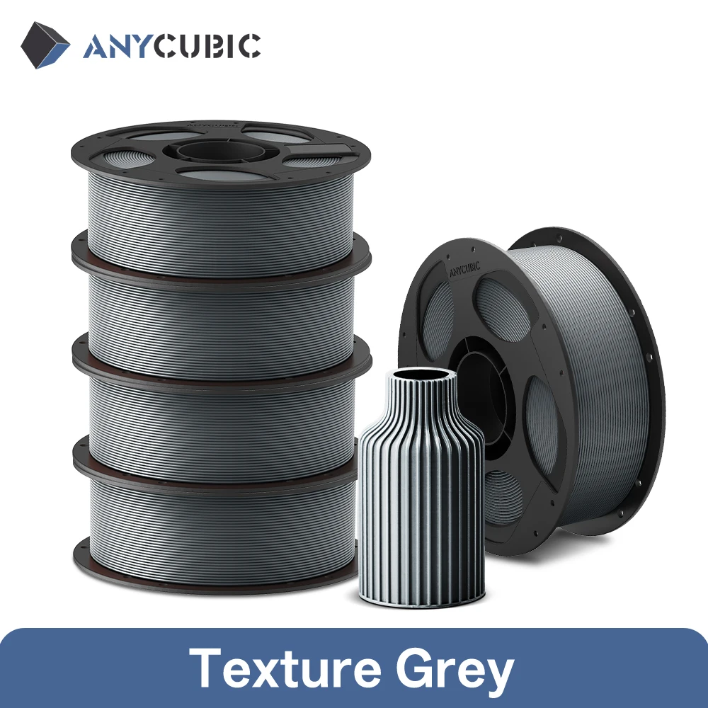 ANYCUBIC PLA Filament 1.75mm, 5 kg (5 × 1 kg), 5kg Texture Gray