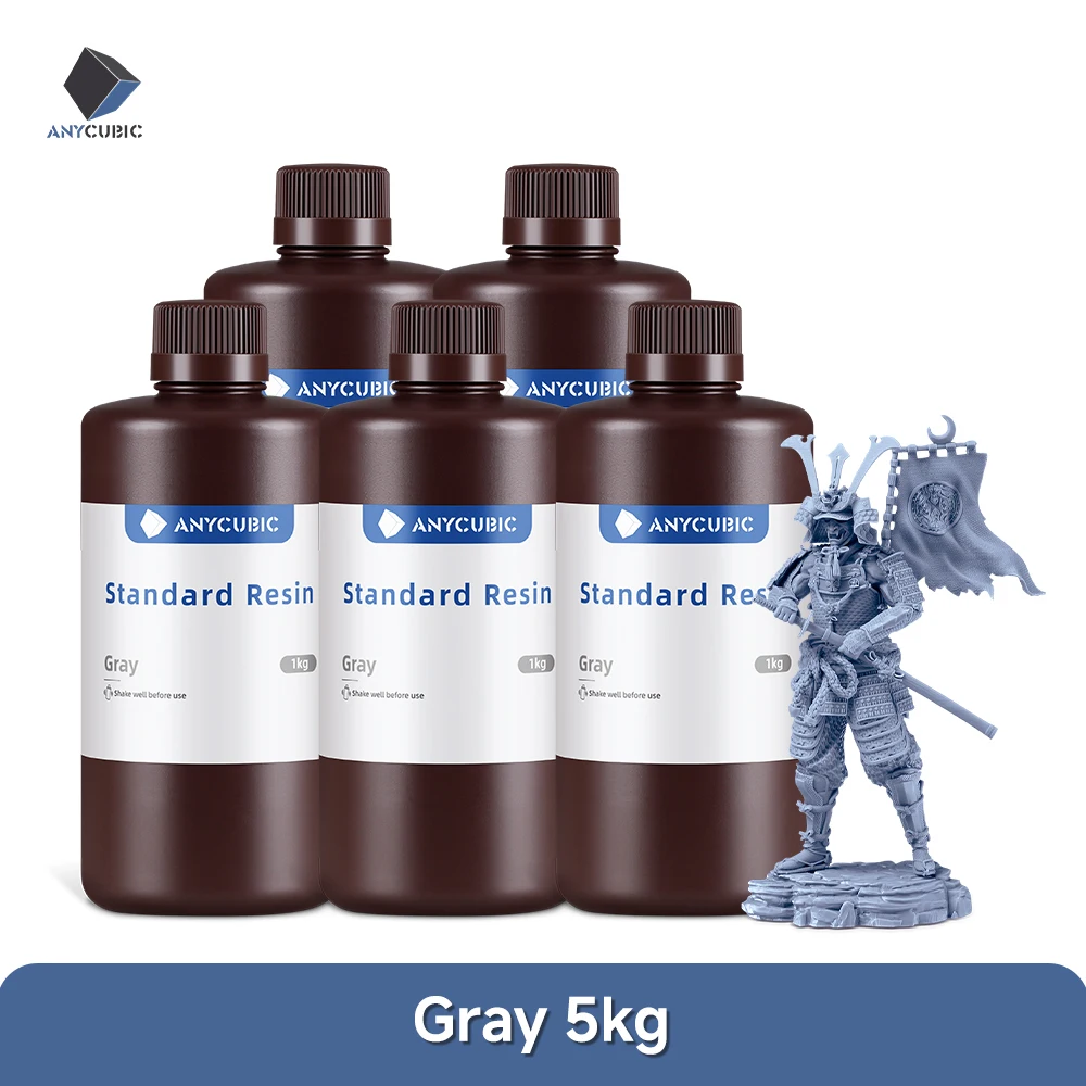 ANYCUBIC Standard UV Resin 405nm, 1 kg or 5 kg, 5KG-Gray