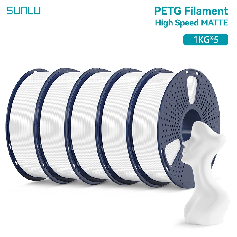 SUNLU High Speed Matte PETG Filament 1.75mm, 5 kg, HSMPETG White