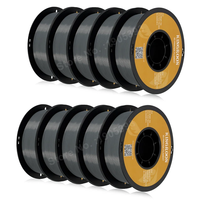 KINGROON PETG Filament 1.75mm, 5 kg or 10 kg (1 kg Spools), 10kg Gray PETG