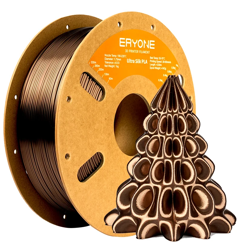ERYONE Ultra-Silk PLA Filament 1.75mm, 1 kg Spool, Dark Gold-1kg