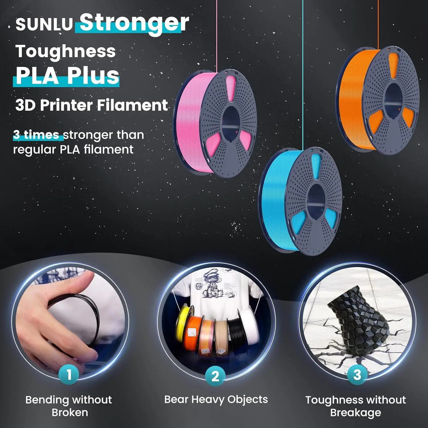 SUNLU PLA, PLA+ & PETG Filament 1.75mm, 1 kg Spool – photo 2