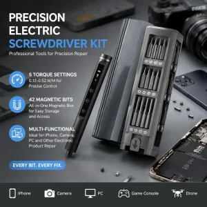 49-in-1 Cordless Electric Precision Screwdriver Set, 5 Torque Settings