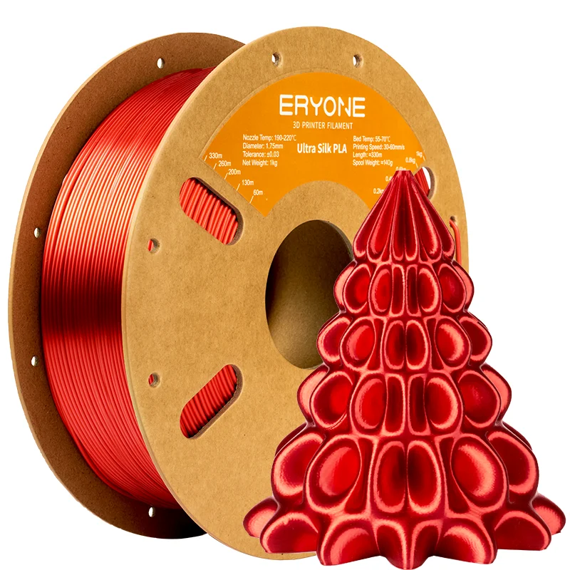 ERYONE Ultra-Silk PLA Filament 1.75mm, 1 kg Spool, Red-1kg