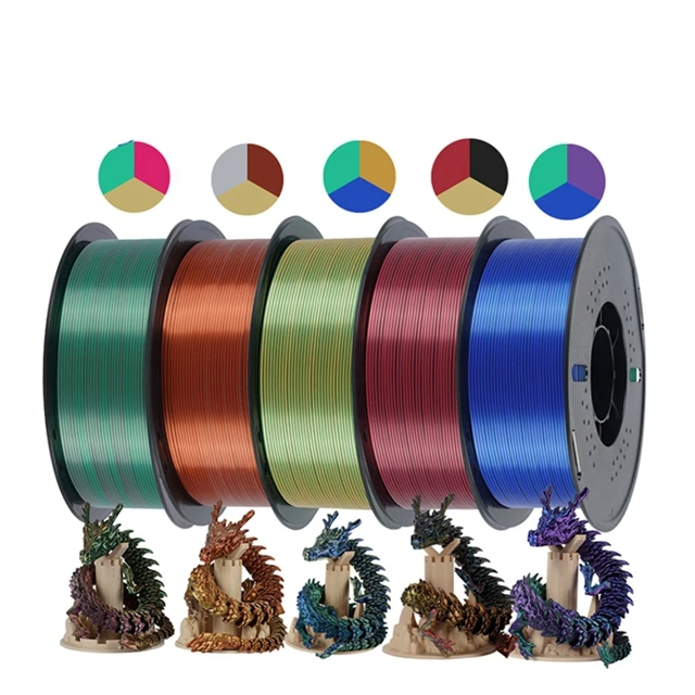 KINGROON Tri-Color Silk PLA Filament 1.75mm, 5 kg, 5KG Mix B
