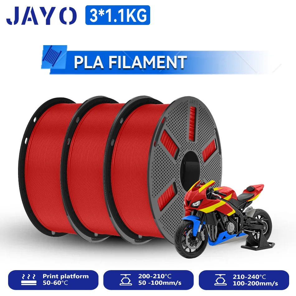 JAYO PLA Filament 1.75mm, 3 × 1.1 kg Single-Color Packs, 3PR