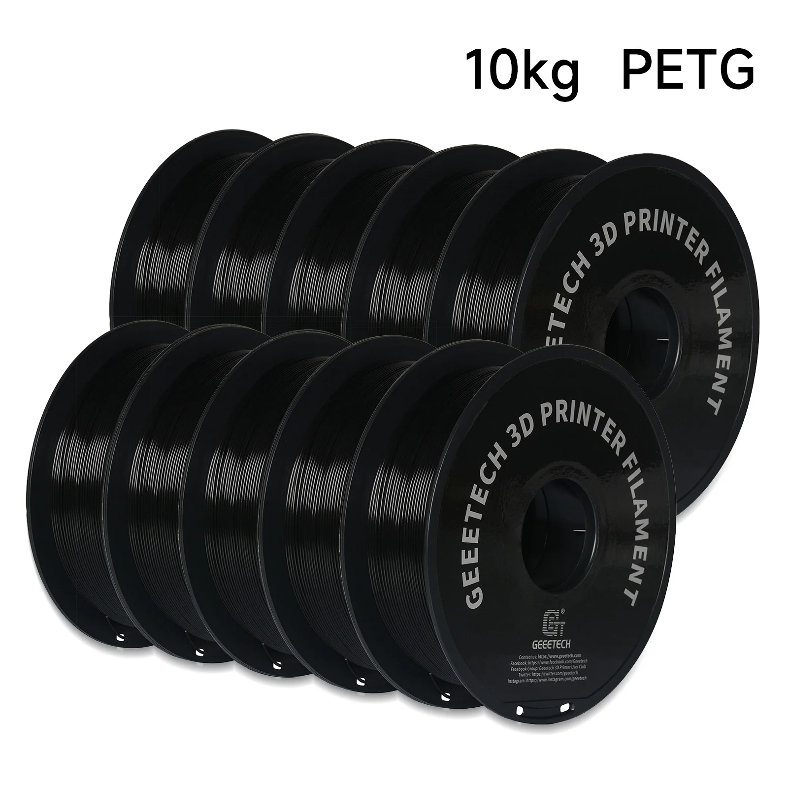 GEEETECH PETG Filament 1.75mm, 10 kg (10 × 1 kg)