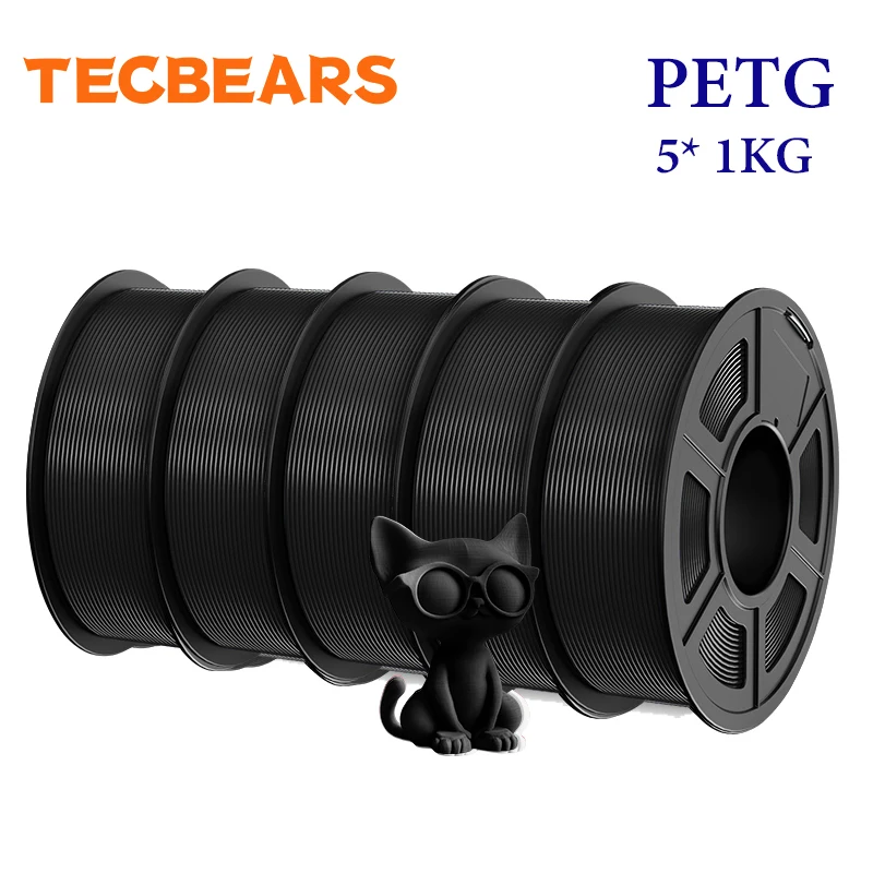 TECBEARS High Speed Matte PETG Filament 1.75mm, 5 kg Set, PETG 5BK