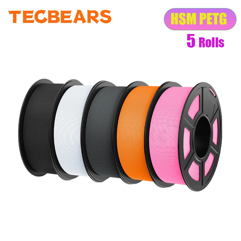 TECBEARS High Speed Matte PETG Filament 1.75mm, 5 kg Set, HSMPETG 5MIX06