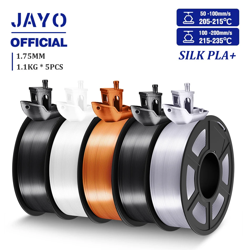JAYO TPU Silk and Silk PLA+ Filament 1.75mm, 5-Roll Sets, Silk Mix-2 5Rolls