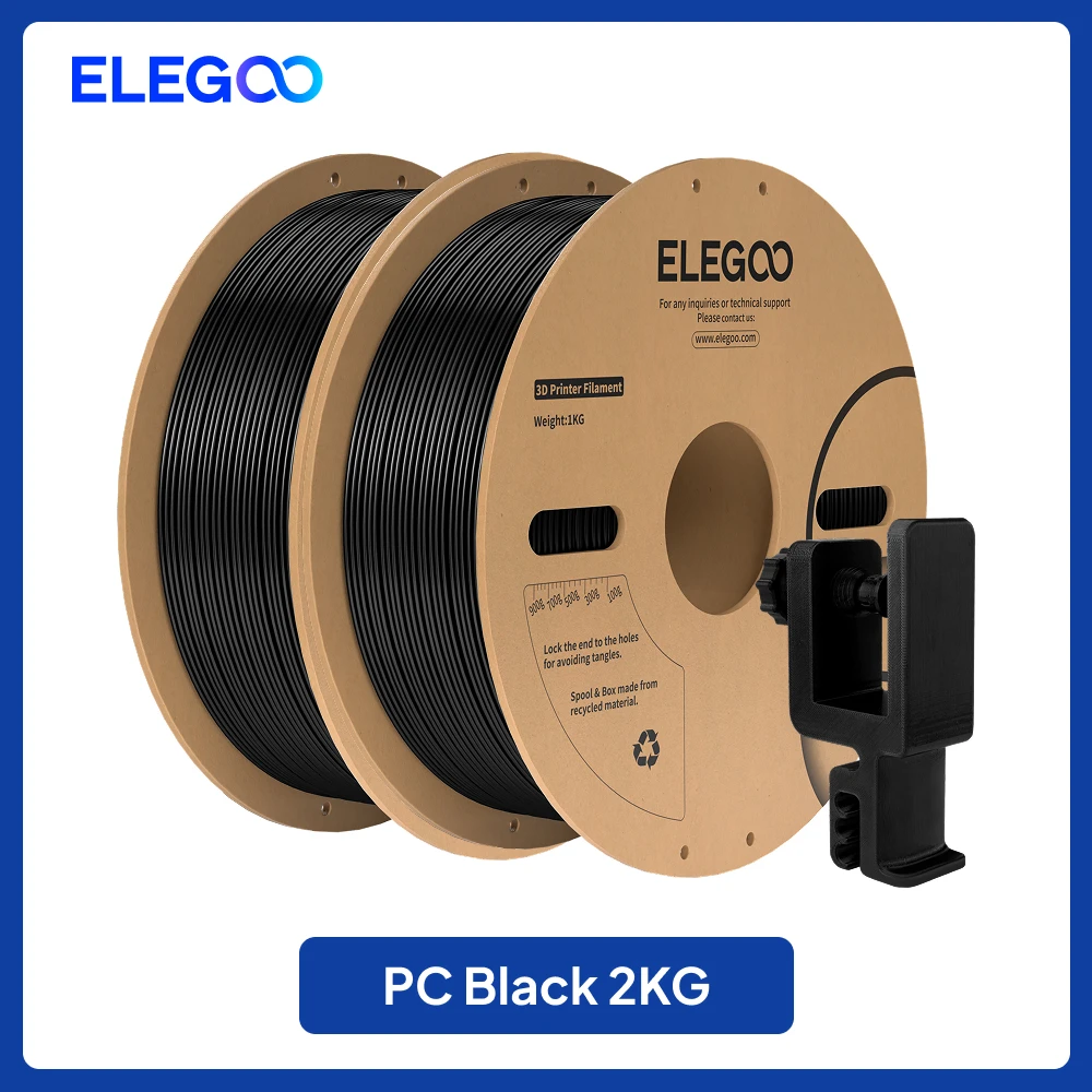 ELEGOO PC Polycarbonate Filament 1.75mm, 2 kg or 4 kg, 2KG Black