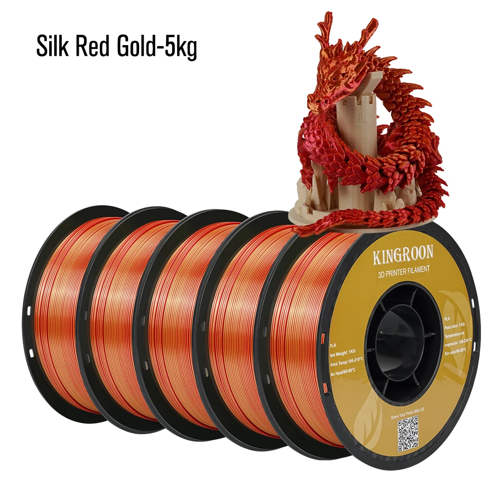 KINGROON Dual Color Silk PLA Filament 1.75mm, 5 kg, Silk Red Golden