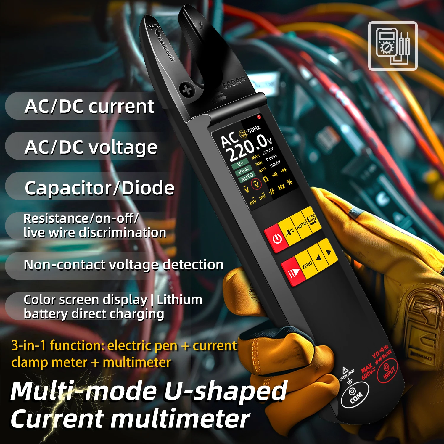BSIDE U5 Fork Clamp Meter, True RMS, AC/DC