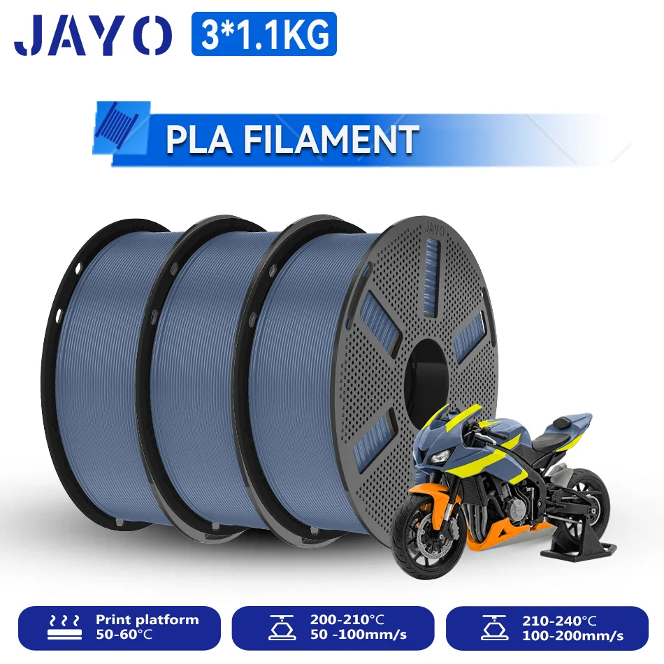 JAYO PLA Filament 1.75mm, 3 × 1.1 kg Single-Color Packs, 3GB