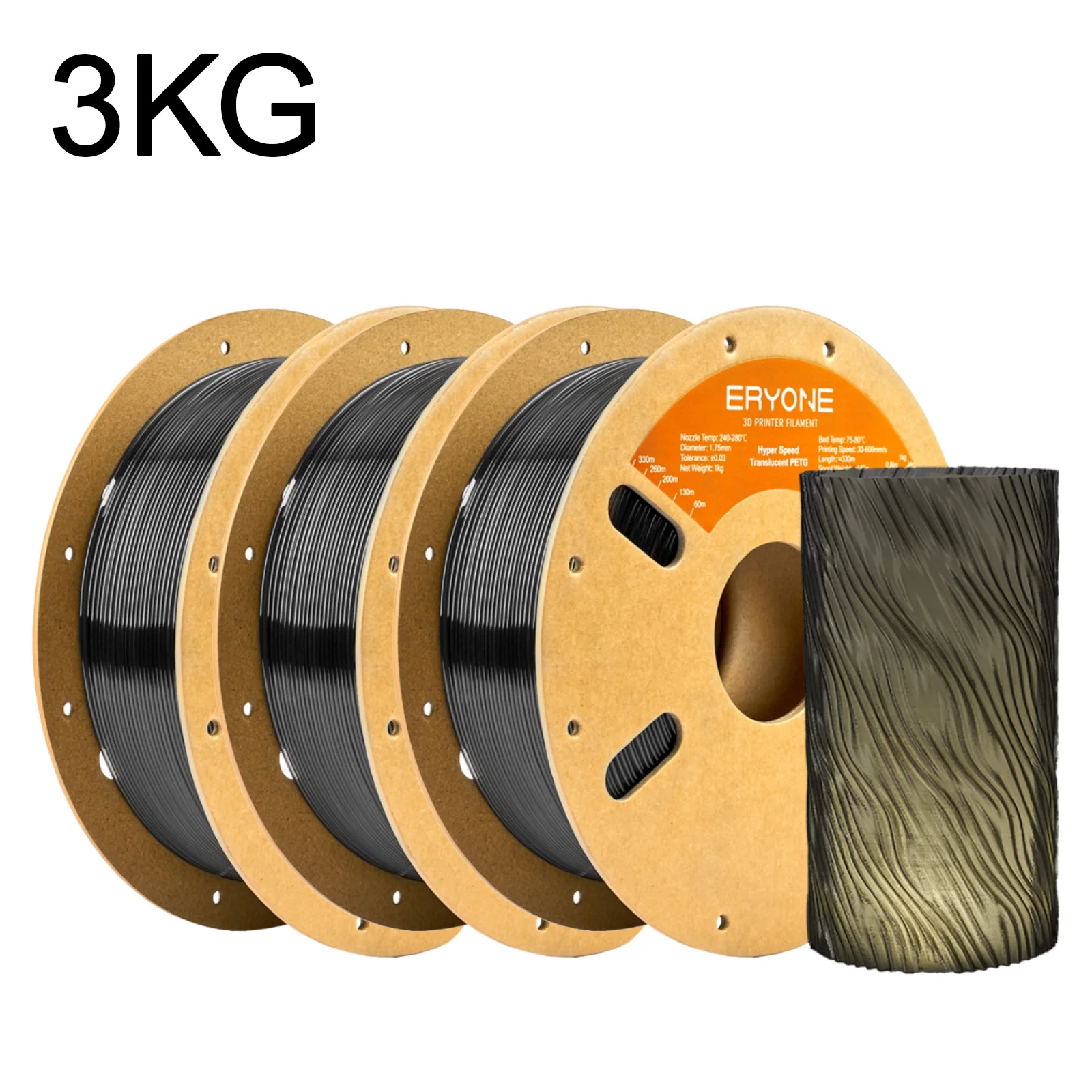 ERYONE PETG & Hyper Speed PETG Filament 1.75mm, 3 kg, HS-Clear Grey
