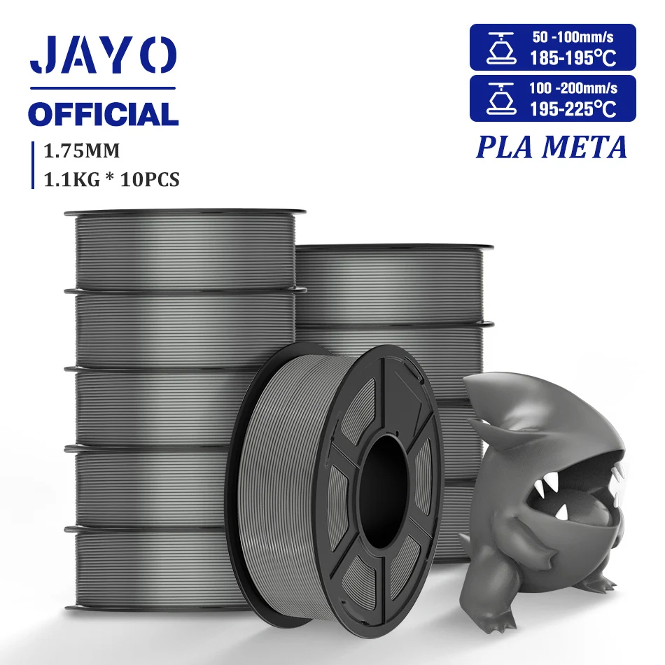 JAYO PLA Meta Filament 1.75mm, 10 Rolls, PLAMT Grey 10pcs