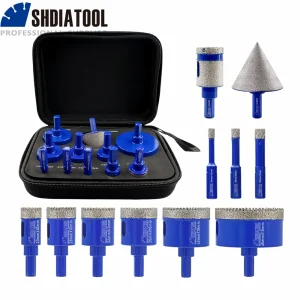 SHDIATOOL 11-Piece Diamond Core Drill Bit Set, 6–65 mm