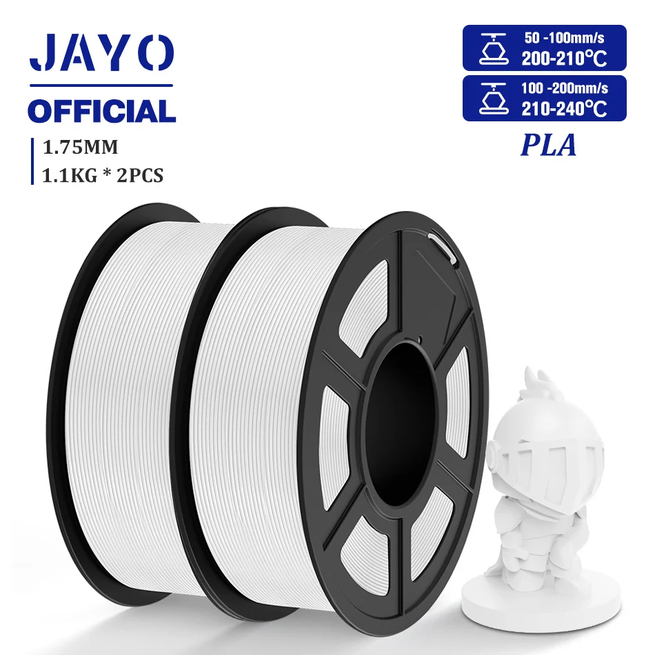 JAYO PETG, PLA & TPU Filament 1.75mm, 2-Roll Packs, PLA White