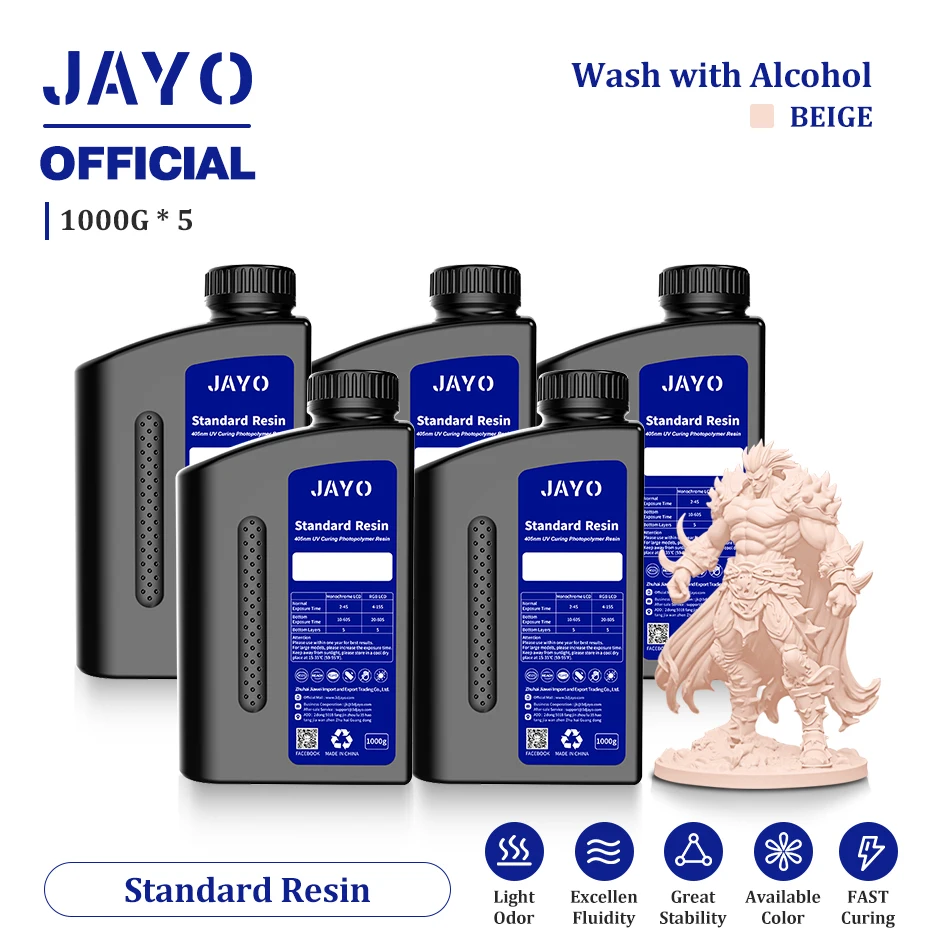JAYO Standard & ABS-Like UV Resin 405nm, 5 kg, Standard Beige-5KG
