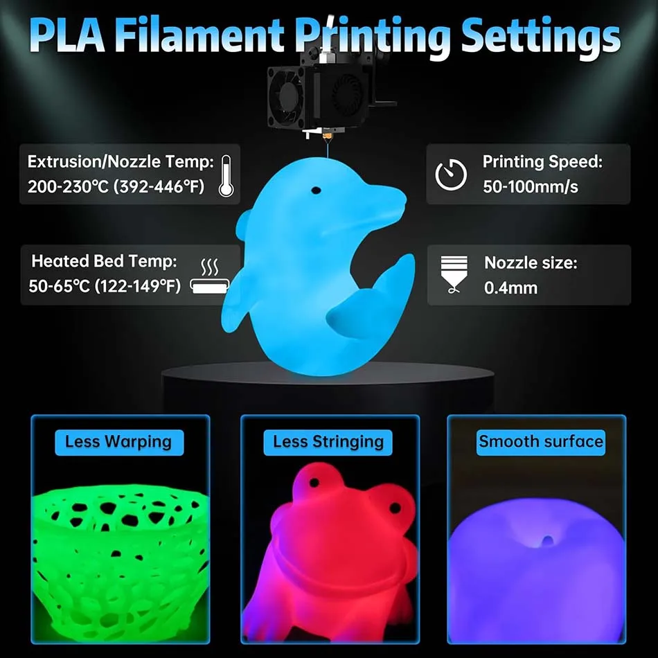 JAYO Glow in the Dark PLA & PETG Filament 1.75mm, 5-Roll Packs – photo 4