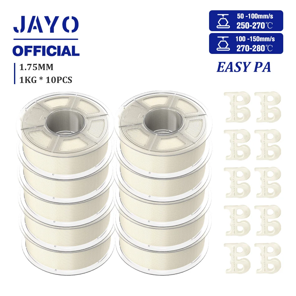 JAYO Easy PA Nylon Filament 1.75mm, 5 or 10 Rolls, 10rolls Easy PA BS