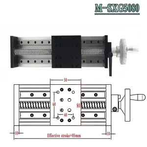 SFU1605 Ball Screw Manual Linear Stage with Handwheel, 100–300 mm