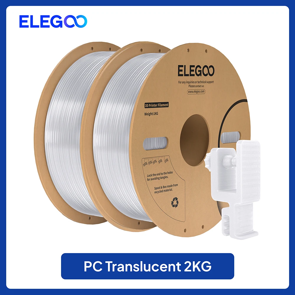 ELEGOO PC Polycarbonate Filament 1.75mm, 2 kg or 4 kg, 2KG Transparent