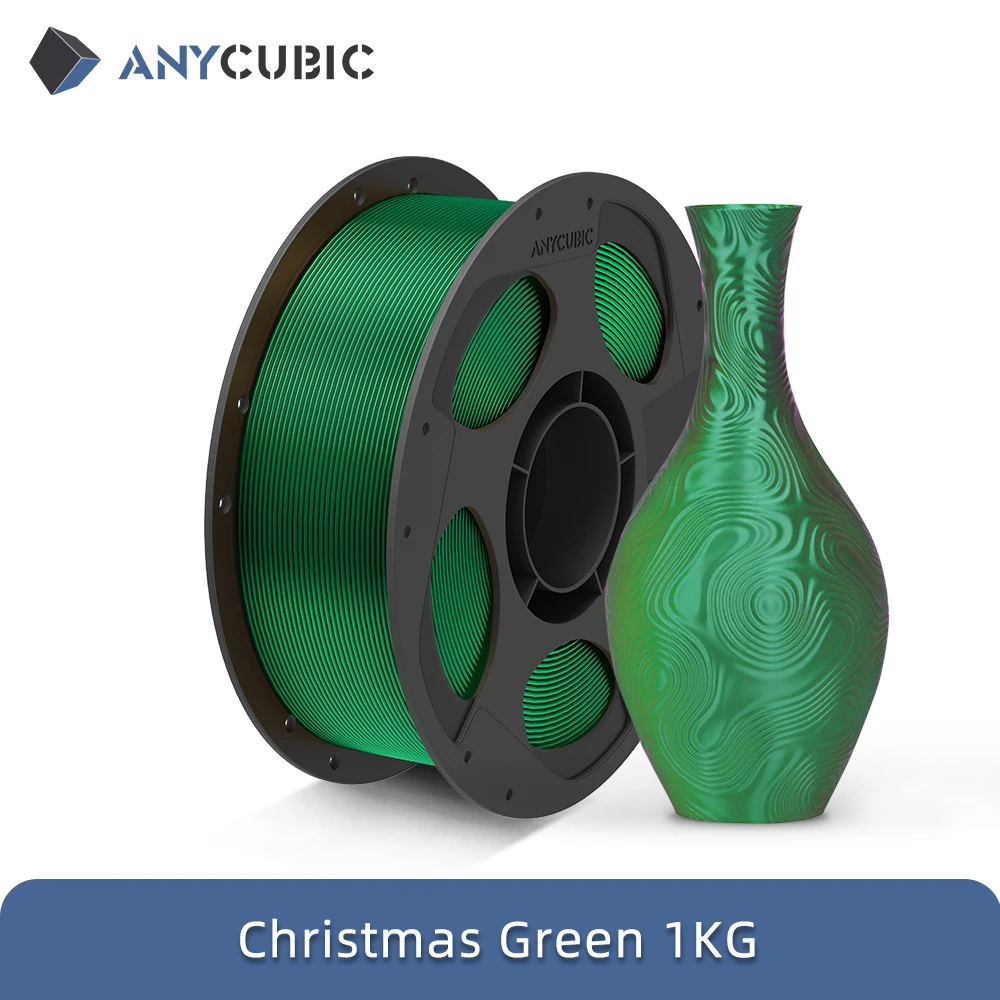 ANYCUBIC Silk PLA Filament 1.75mm, 1 kg Spool, 1KG Christmas Green