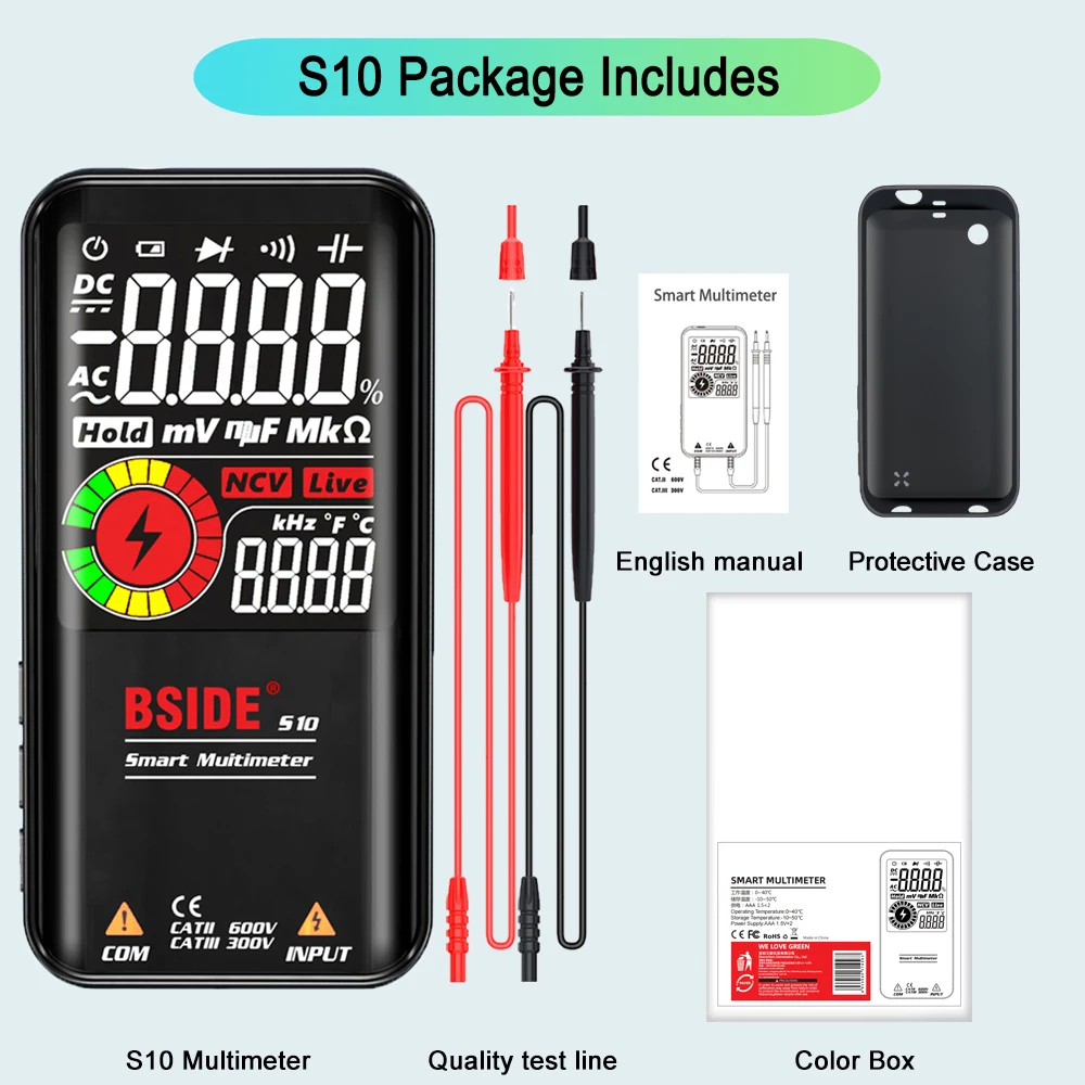 BSIDE S10 / S11 Smart Digital Multimeter, True RMS, S10-1.5V AAA Battery