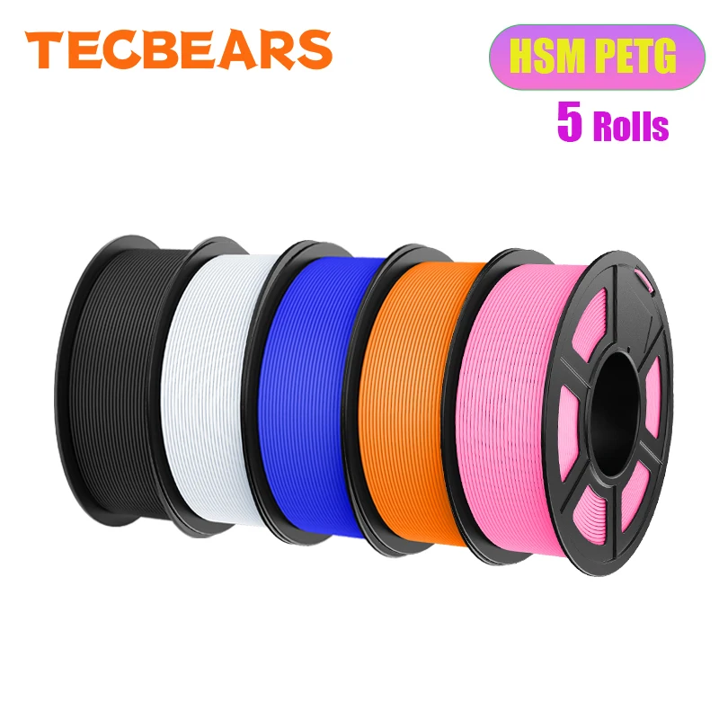TECBEARS High Speed Matte PETG Filament 1.75mm, 5 kg Set, HSMPETG 5MIX02